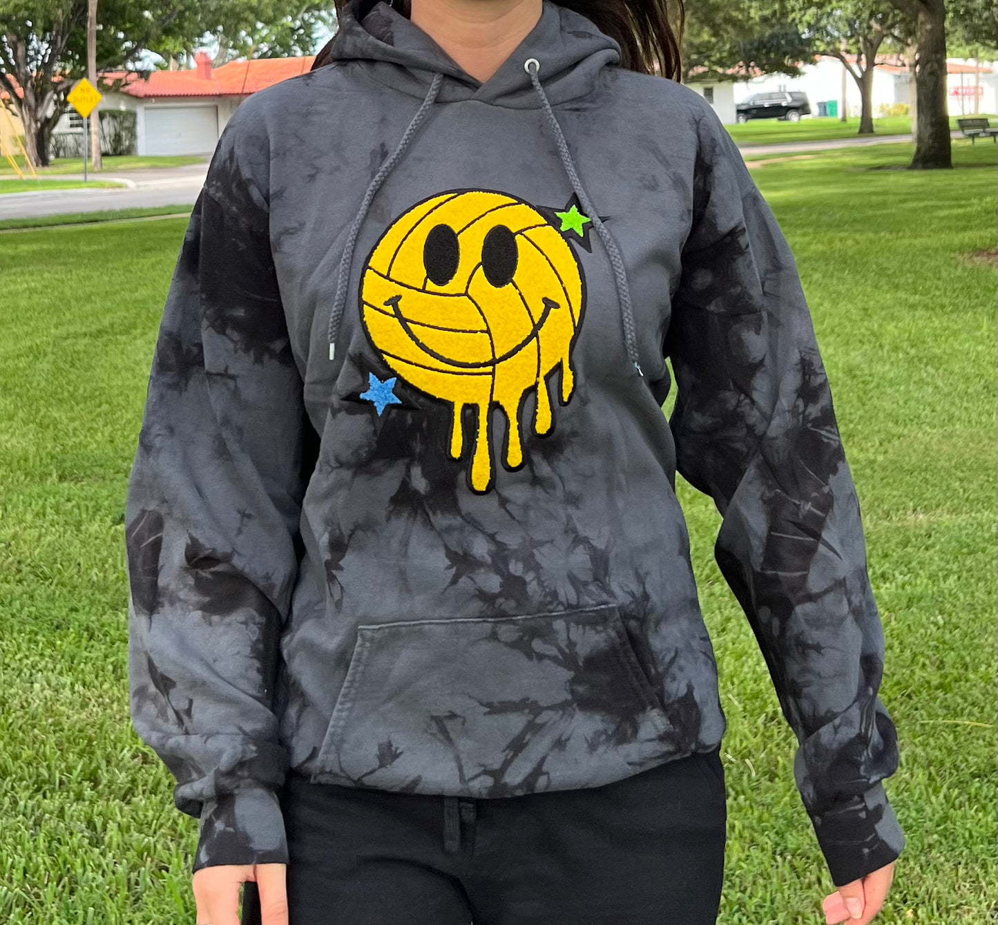 Smiley Drip VB Hooded Sweater Black