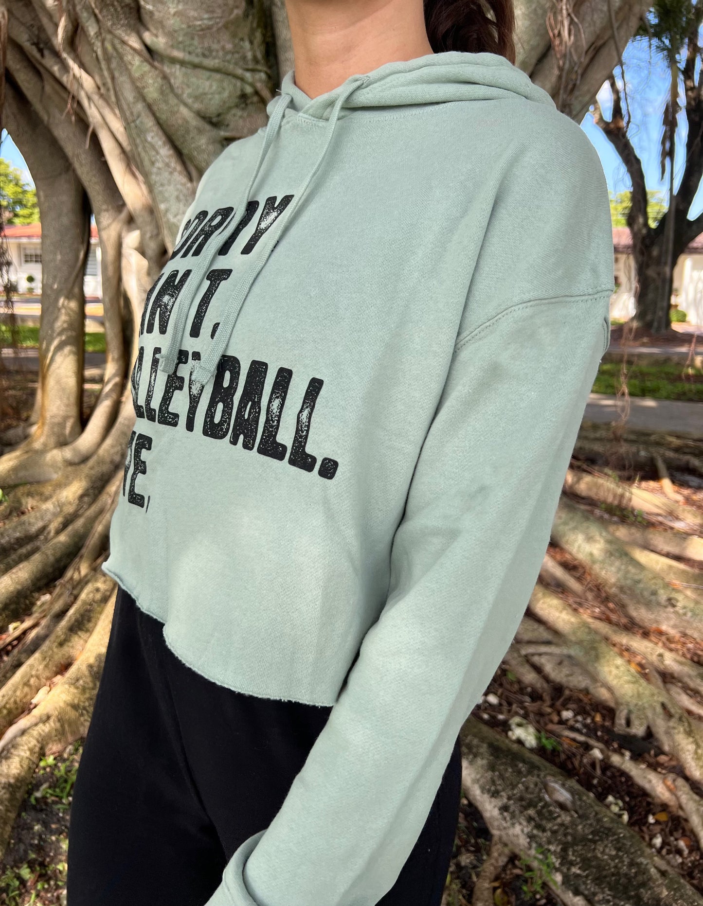 Green Cropped VB Hoodie