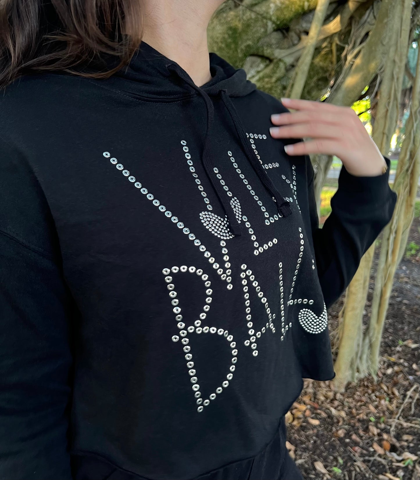 Black Cropped VB Hoodie