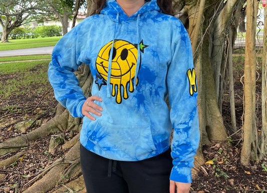 Smiley Drip VB Hooded Sweater Blue